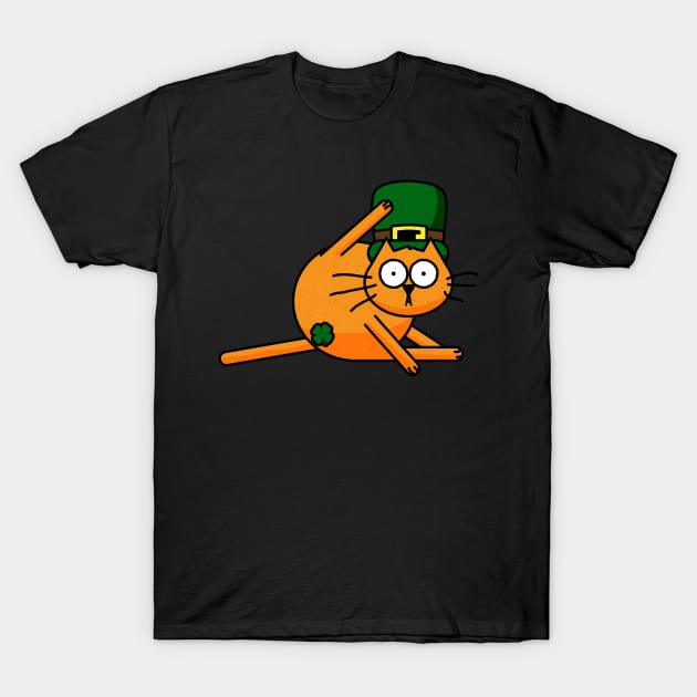 St Patricks Day Cat Leprechaun Shamrock Censor T-Shirt by BraaiNinja